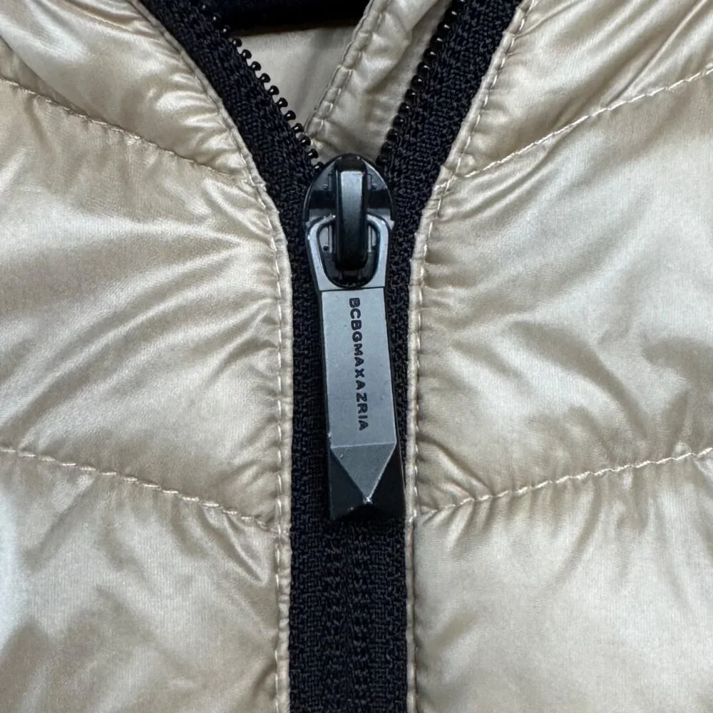 BCBG MAXAZRIA Champagne Puffer Jacket Womens S Hooded Packable Down BCBGMAXAZRIA - Picture 5 of 12